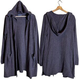 Barefoot Dreams CozyChic Lite Hooded Duster Cardigan Sweater Womens Large Purple